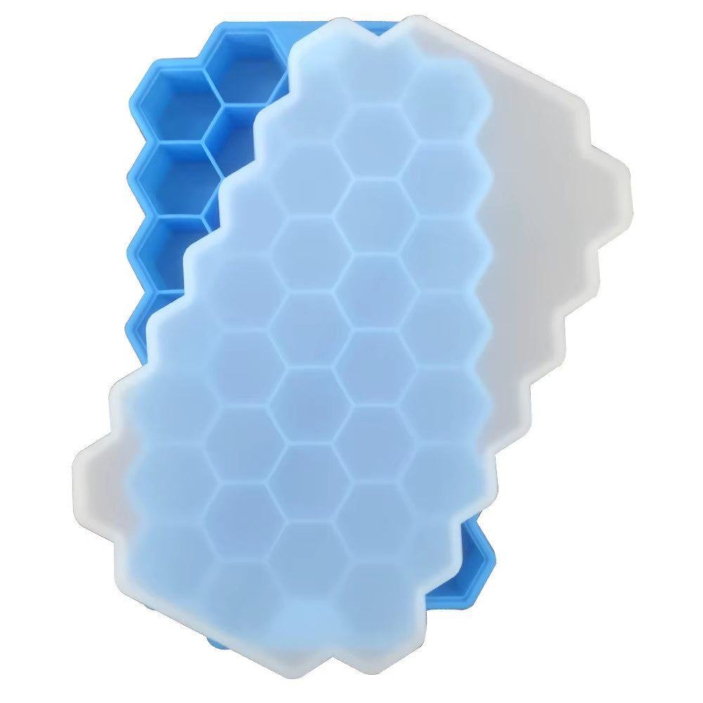 Reusable Silicone Honeycomb Ice Cube Tray with Removable Lid