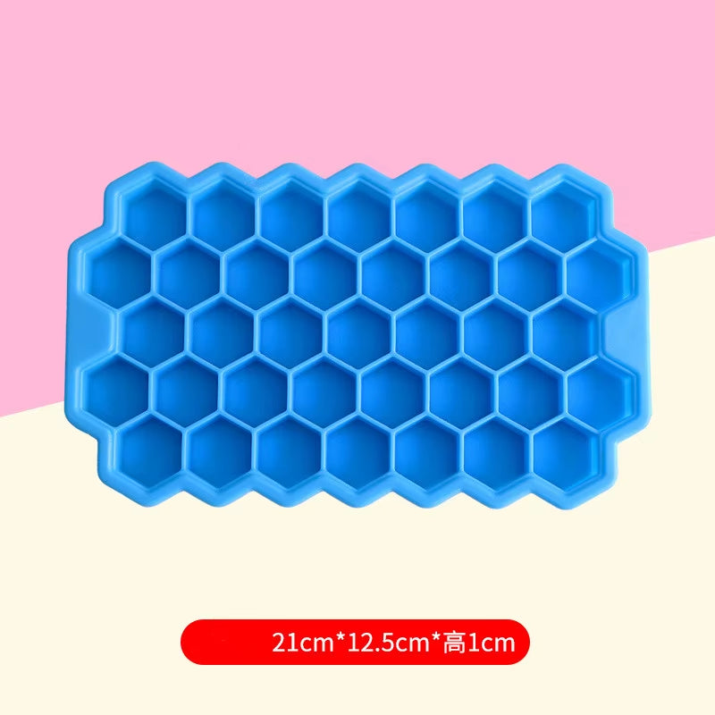 Reusable Silicone Honeycomb Ice Cube Tray with Removable Lid