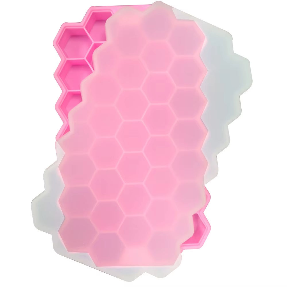 Reusable Silicone Honeycomb Ice Cube Tray with Removable Lid