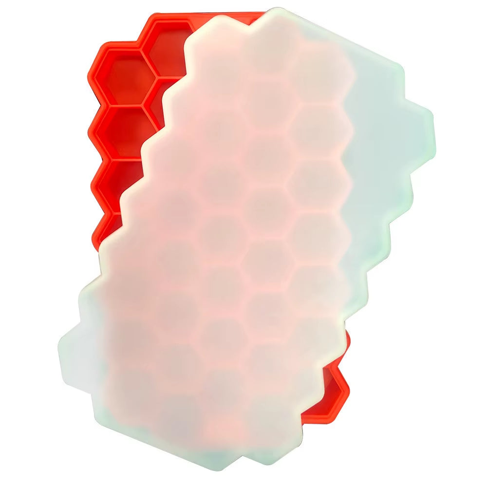 Reusable Silicone Honeycomb Ice Cube Tray with Removable Lid