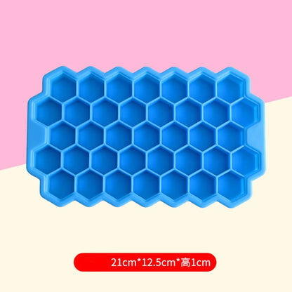 Reusable Silicone Honeycomb Ice Cube Tray with Removable Lid 