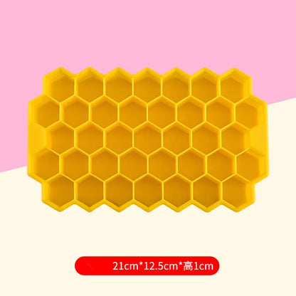 Reusable Silicone Honeycomb Ice Cube Tray with Removable Lid 