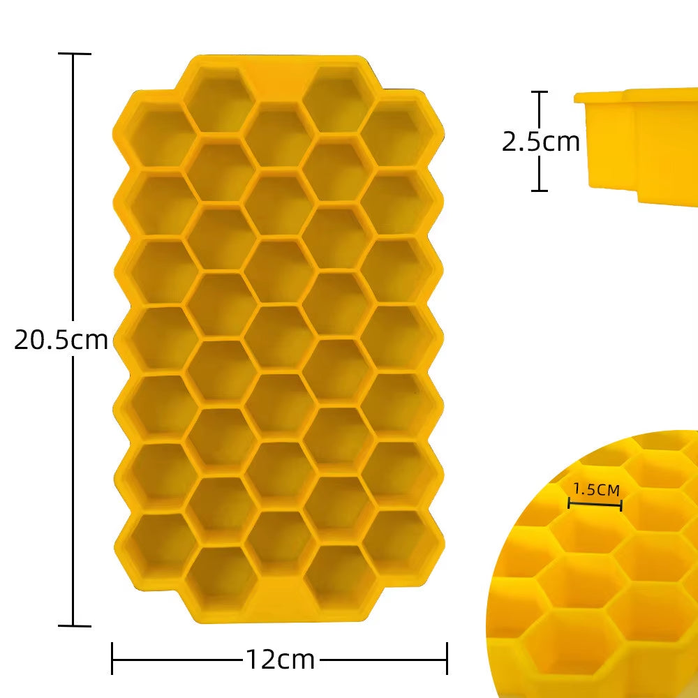 Reusable Silicone Honeycomb Ice Cube Tray with Removable Lid 