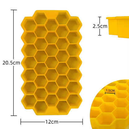 Reusable Silicone Honeycomb Ice Cube Tray with Removable Lid 