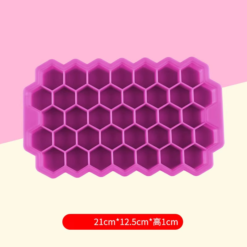 Reusable Silicone Honeycomb Ice Cube Tray with Removable Lid 