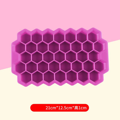 Reusable Silicone Honeycomb Ice Cube Tray with Removable Lid 