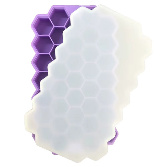 Reusable Silicone Honeycomb Ice Cube Tray with Removable Lid 