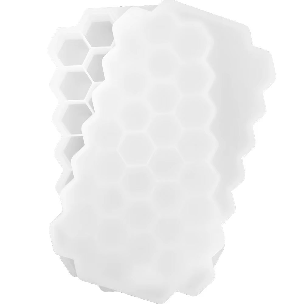 Reusable Silicone Honeycomb Ice Cube Tray with Removable Lid 