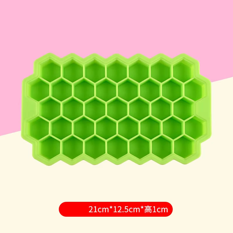 Reusable Silicone Honeycomb Ice Cube Tray with Removable Lid 