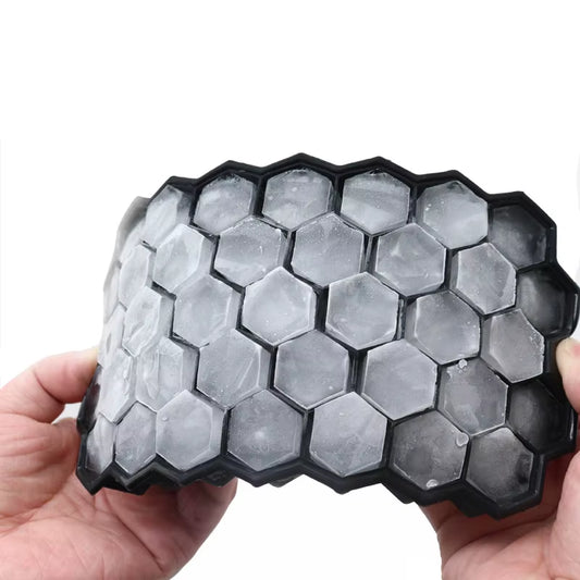 Reusable Silicone Honeycomb Ice Cube Tray with Removable Lid 
