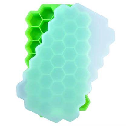 Reusable Silicone Honeycomb Ice Cube Tray with Removable Lid 