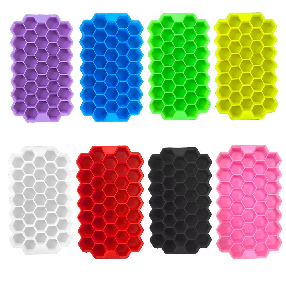 Reusable Silicone Honeycomb Ice Cube Tray with Removable Lid 